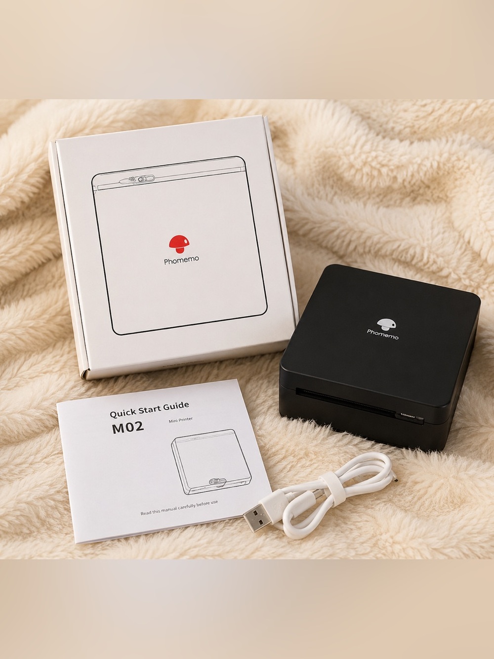 Phomemo MO2 Black Mini Printer with USB Cable